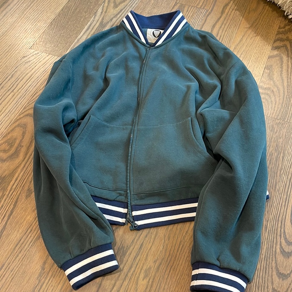 urban outfitters green bomber sweatshirt